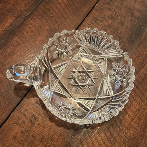 Cut Glass Bowl With Handle‎